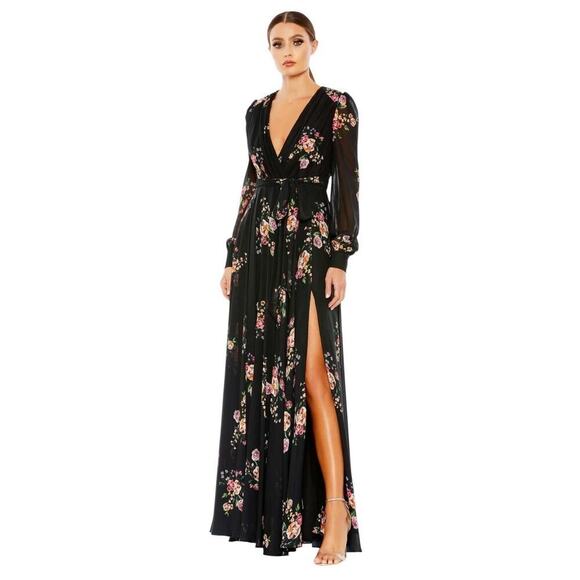 Mac Duggal Dresses & Skirts - Mac Duggal 55661 Black Floral Long Sleeve Maxi Dress Size 6 $398